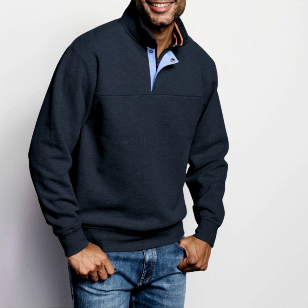 Orvis XXL Navy Quarter Zip Pullover | Snap Collar, Fleece Lined, $150